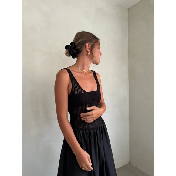 ASTR the Label Contrast Bubble Midi Sundress in Black Size Large - Picture 3 of 12